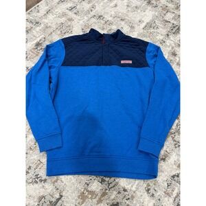 Vineyard Vines Mens Quilted Shep Shirt Blue Colorblock Snap Pullover 1K2314 L